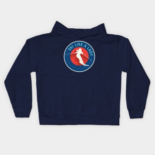 Ski Like a Lady - retro circle Kids Hoodie